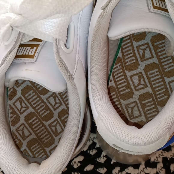 Clean! Leather PUMA Gold Glitter Women's Size 8.5 Sneakers Shoes - Picture 6 of 7